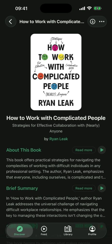Read mode: a book page with its About and Brief Summary sections in full text